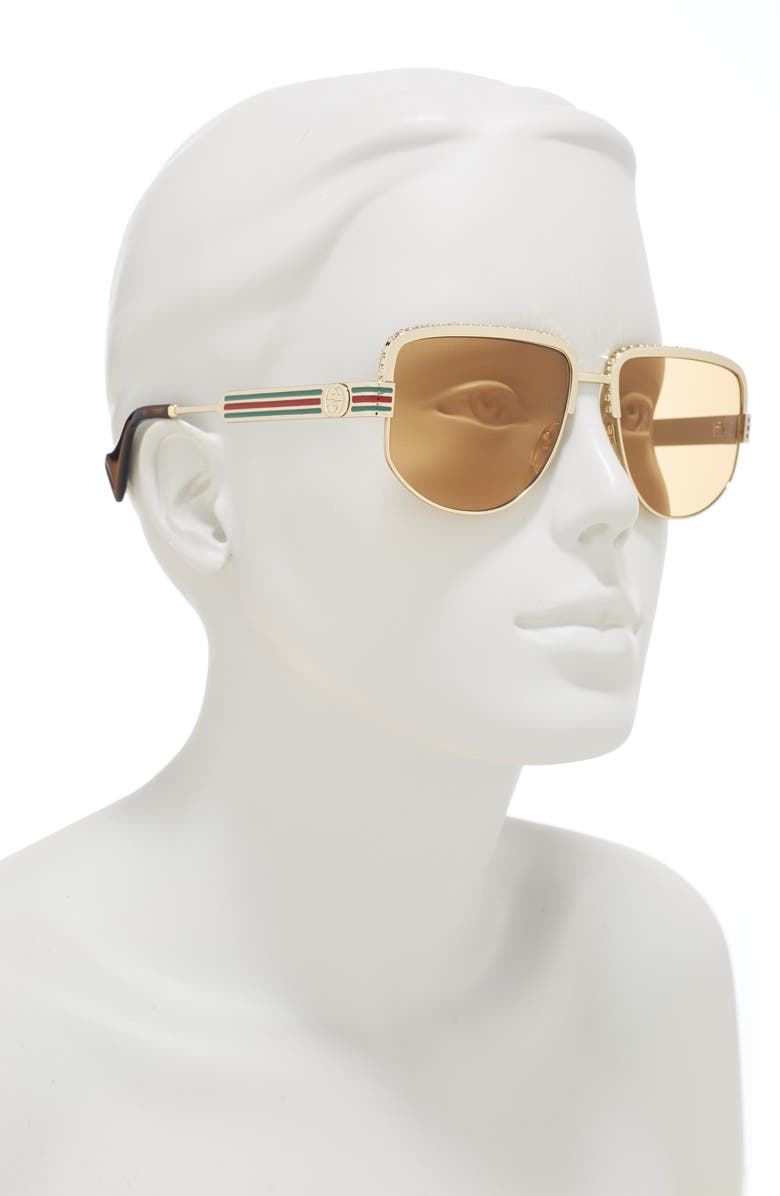Gucci 59mm Aviator Sunglasses, Alternate, color, 