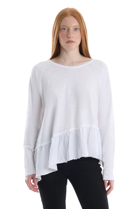 Raglan Long Sleeve Asymmetric Peplum Hem Tee