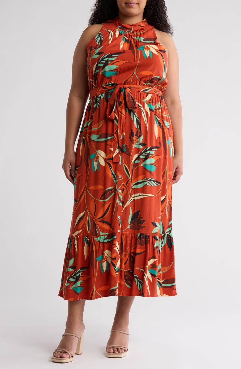 DR2 by Daniel Rainn Floral Sleeveless Tiered Maxi Dress, Main, color, Red