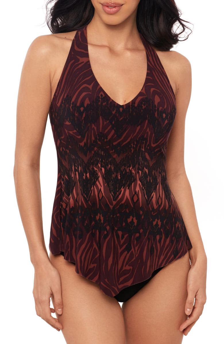 Magicsuit<sup>®</sup> Zabra Taylor Skirted One-Piece Swimsuit, Main, color, Brown Multi