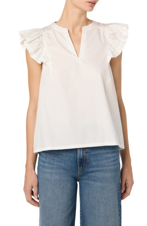 Split Neck Flutter Sleeve Top