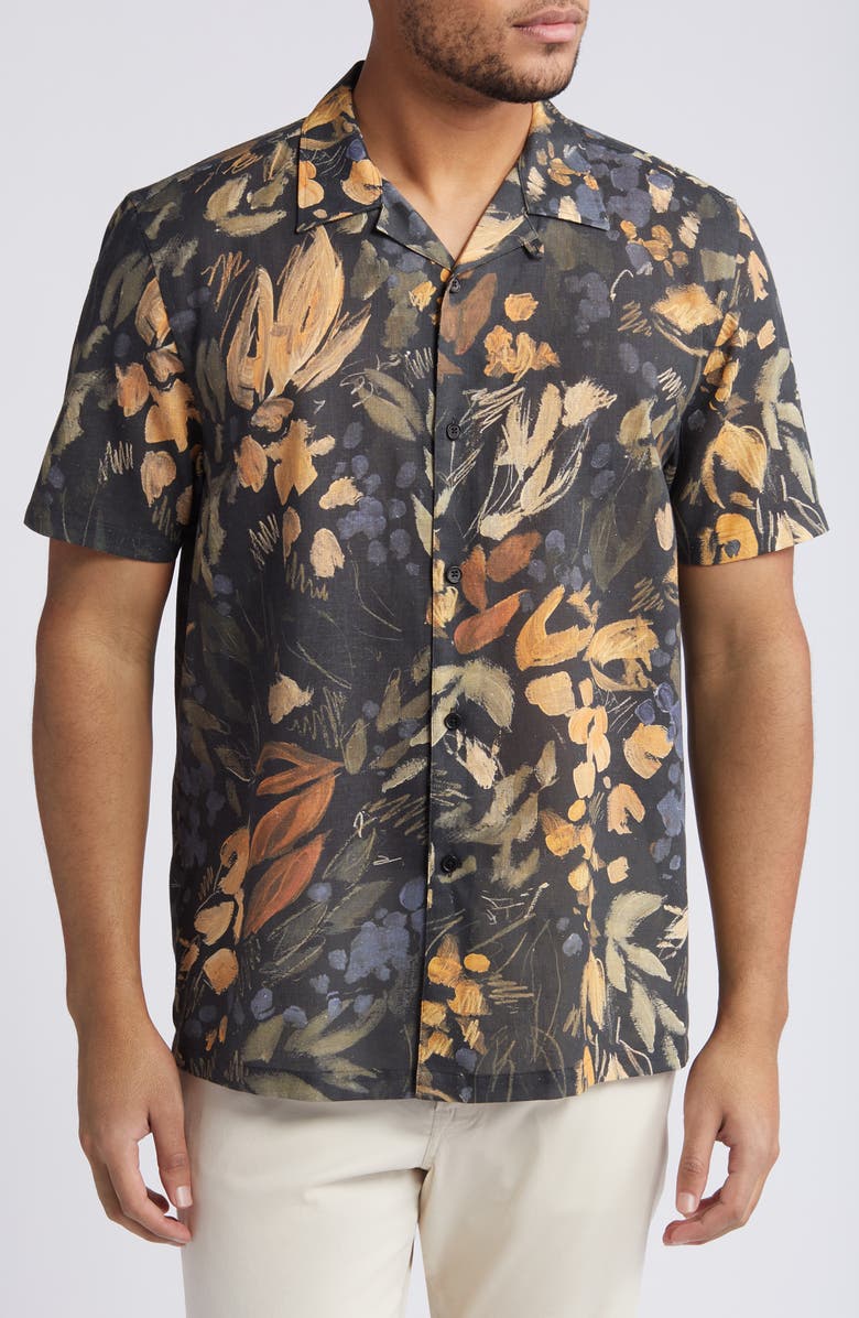 Ted Baker London Moselle Floral Linen & Cotton Camp Shirt, Main, color,
