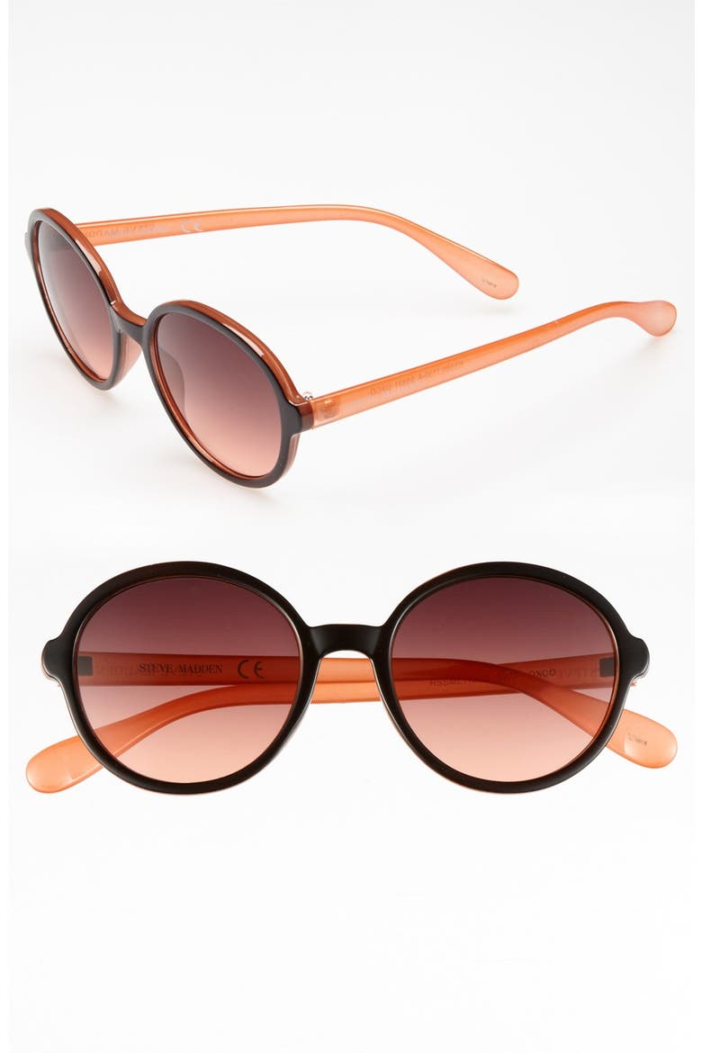 Round Sunglasses, Main, color, BLACK/ CORAL