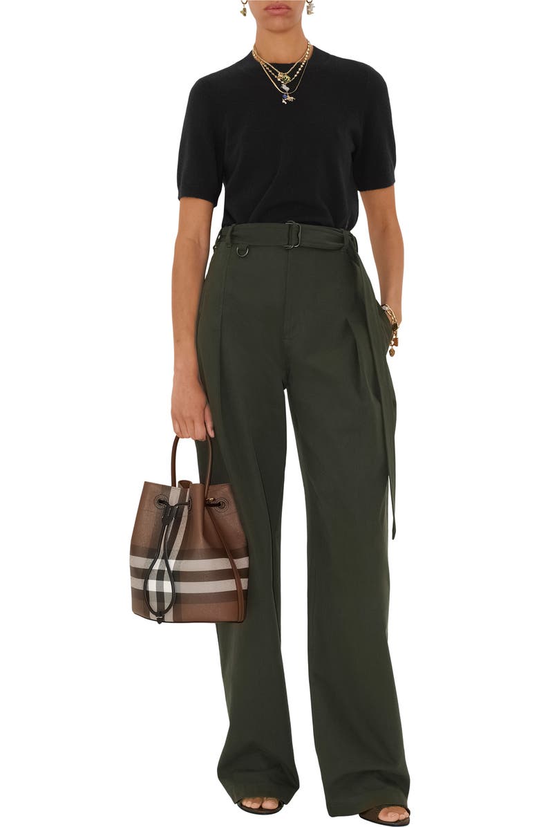 Burberry Small Check Bucket Bag, Alternate, color, Dark Birch Brown