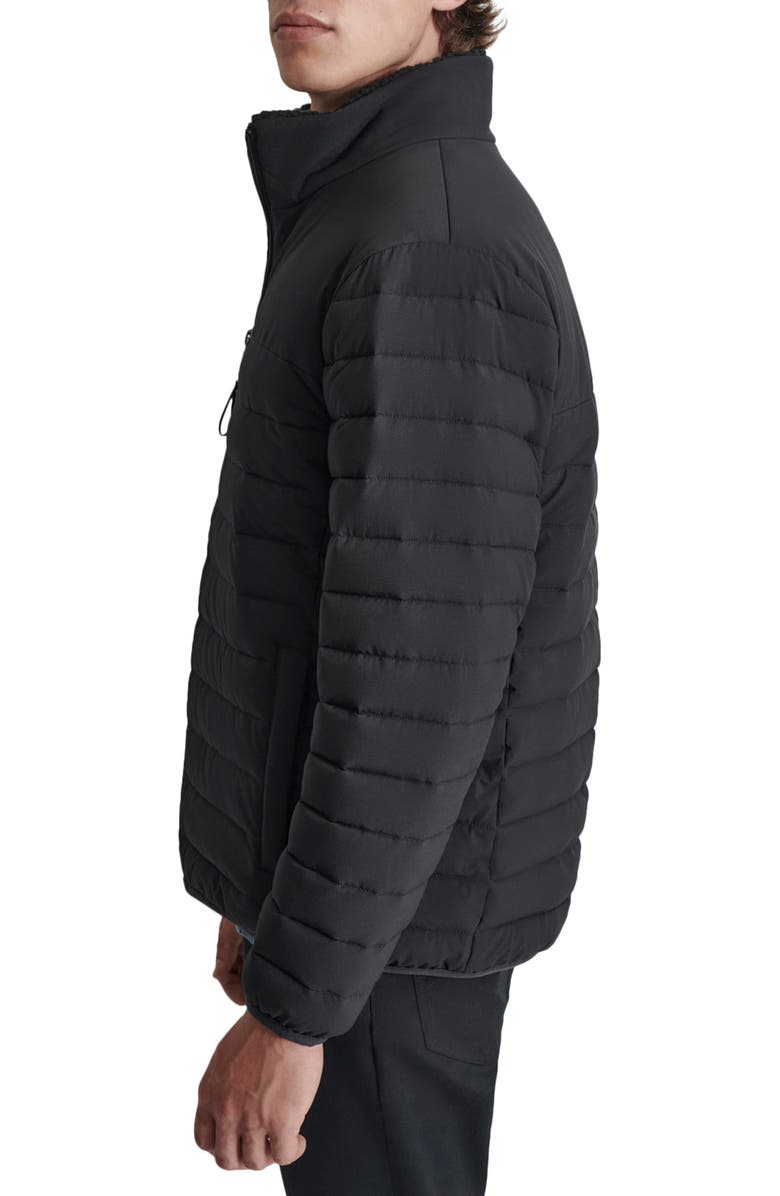 DKNY Water Resistant Faux Shearling Lined Quilted Jacket, Alternate, color, Ebony