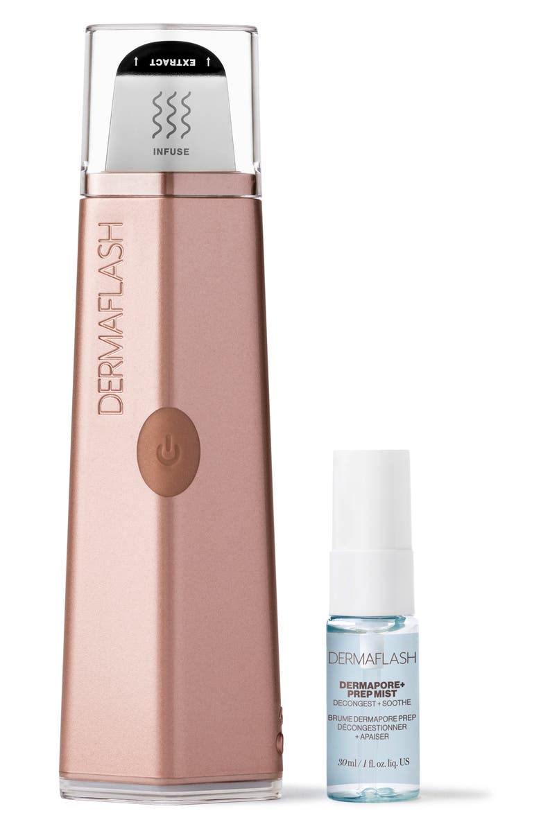 DERMAFLASH DERMAPORE + Ultrasonic Pore Extractor + Skincare Infuser, Main, color, Rose Gold