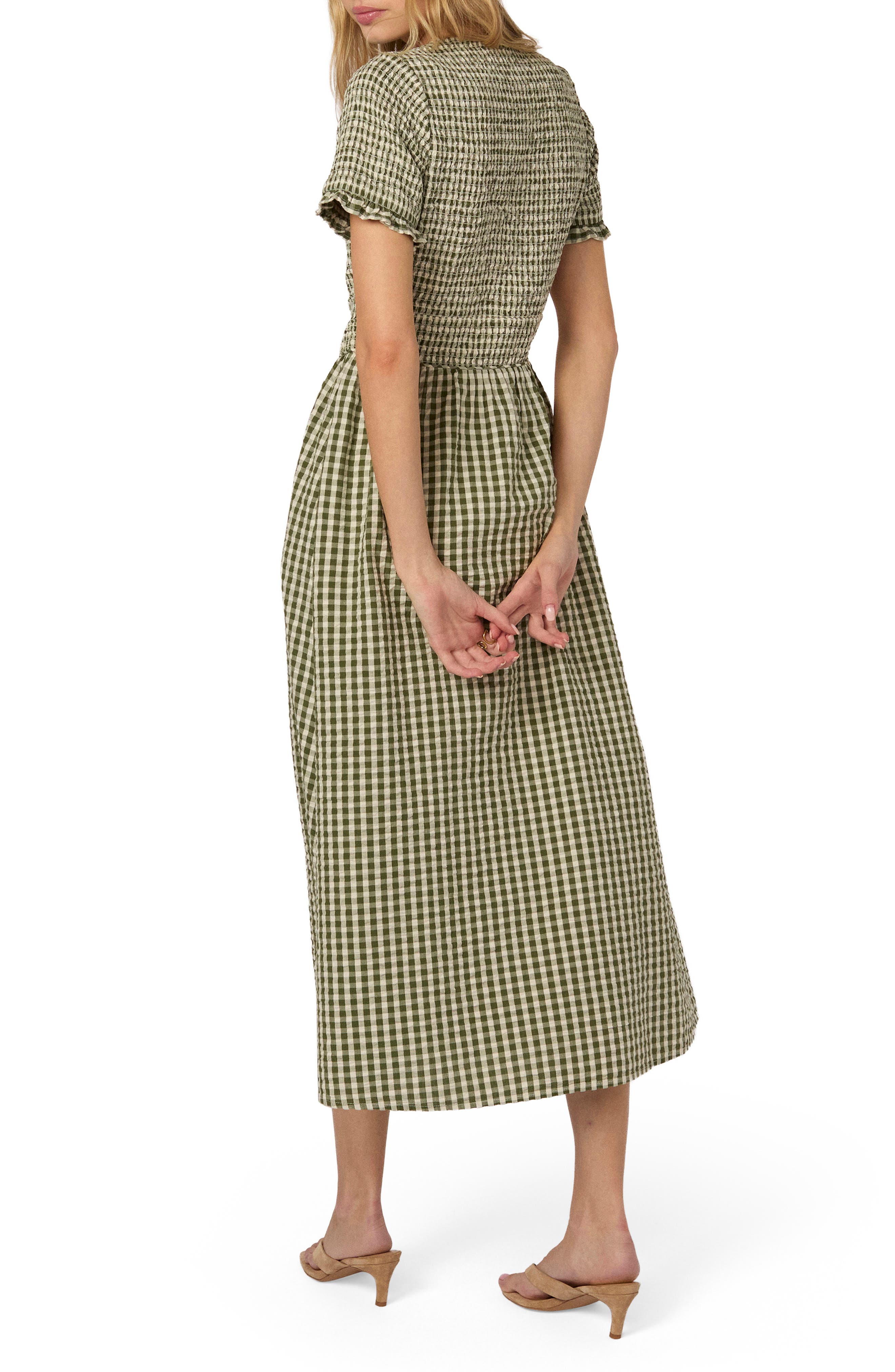 Nobody's Child Eliza Check Midi Dress (Women) | Nordstrom