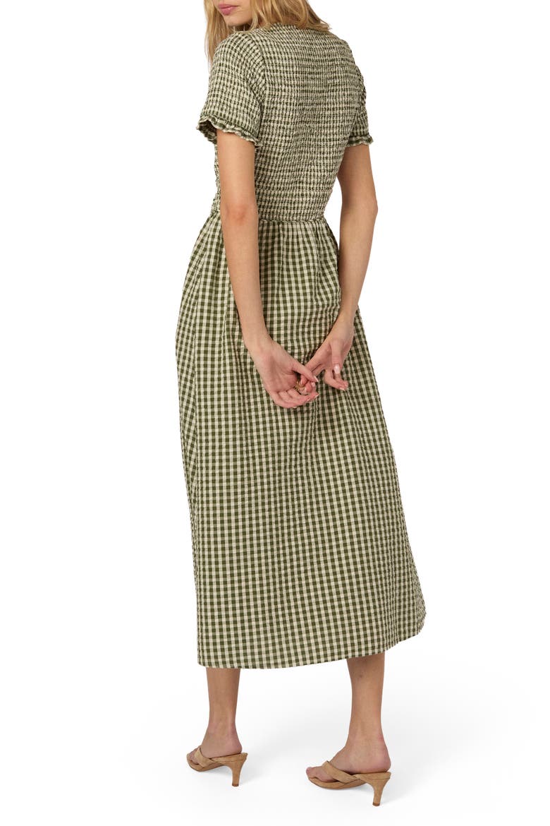 Eliza Check Midi Dress, Alternate, color, GREEN