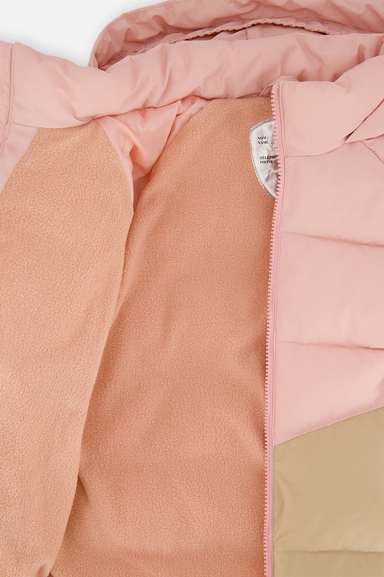Girl Color Block Fleece Lined Insulated Winter Jacket, Alternate, color, Pale Dusty Pink