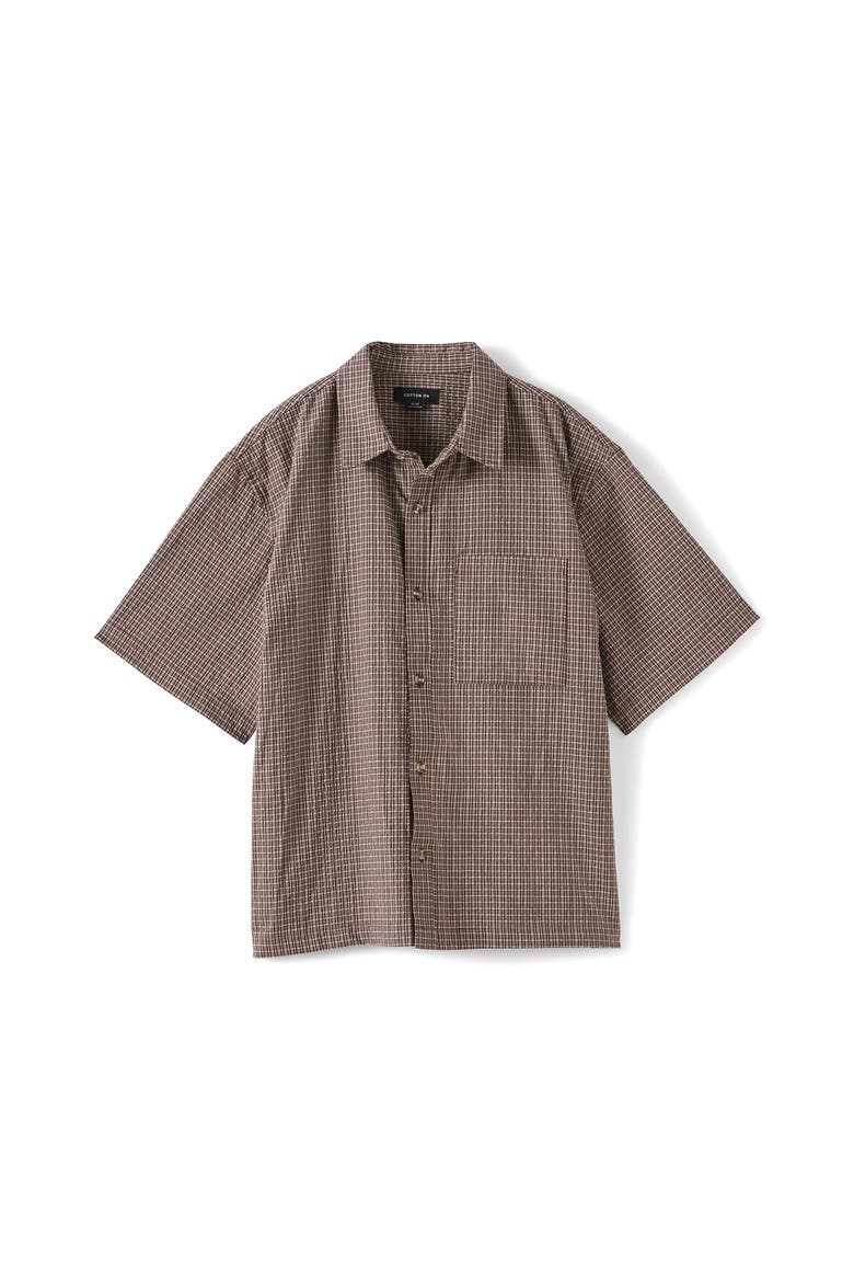 Men's Darcy Short Sleeve Shirt, Main, color, Choc Mini Check