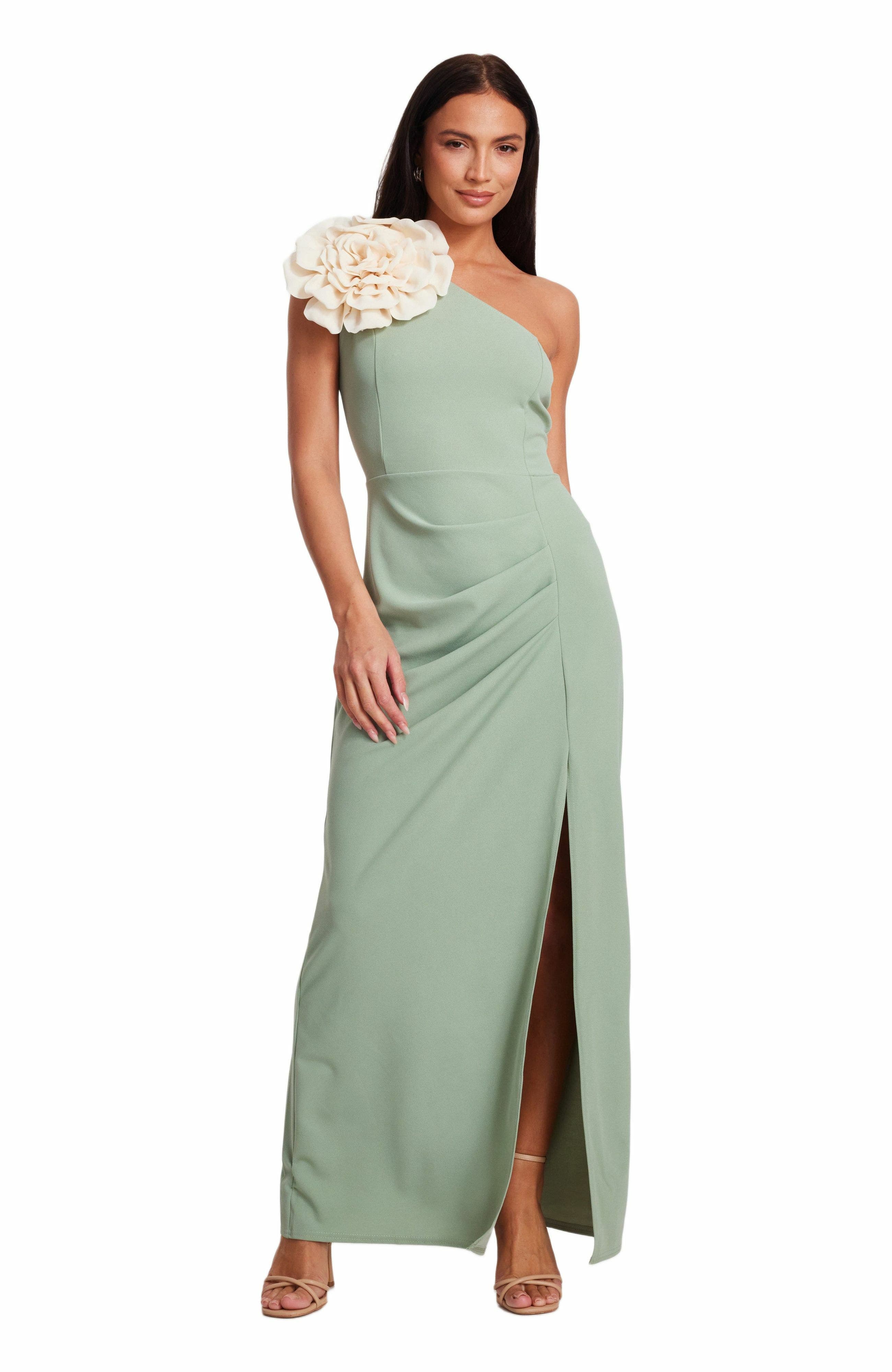 QUIZ Scuba Crepe Contrast Corsage Maxi Dress (Women) | Nordstrom