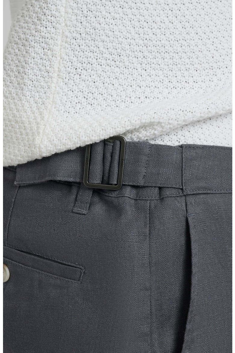 Linen Fixed-Waist Short, Alternate, color, GUNMETAL