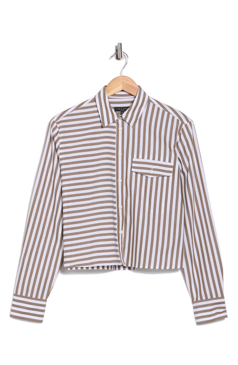 rag & bone Mina Stripe Crop Cotton Shirt, Alternate, color, Tam Stripe