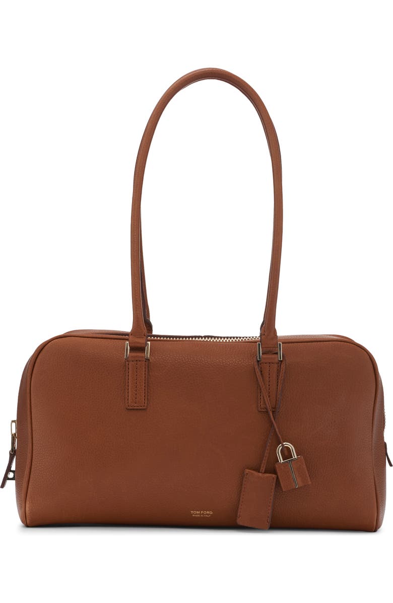 TOM FORD Small Leather Bowling Bag, Main, color, Caramel