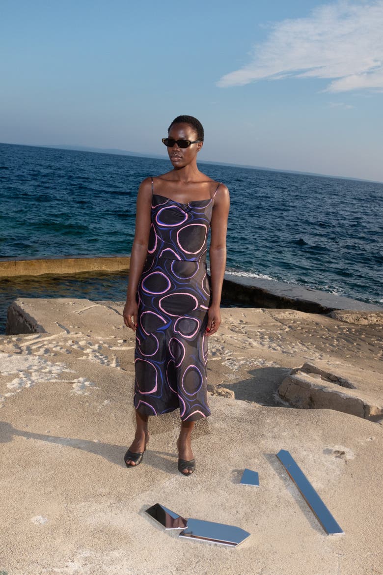 Amman Cowl-Neck Silky Crop Tank, Alternate, color, Obsidian