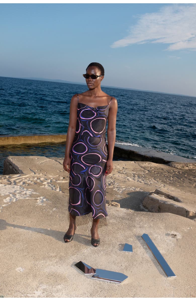 Untitled in Motion Amman Cowl-Neck Silky Crop Tank, Alternate, color, Obsidian