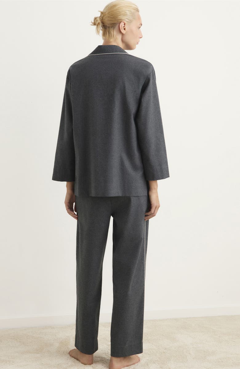 MANGO Cotton Flannel Pajama Pants, Alternate, color, Charcoal