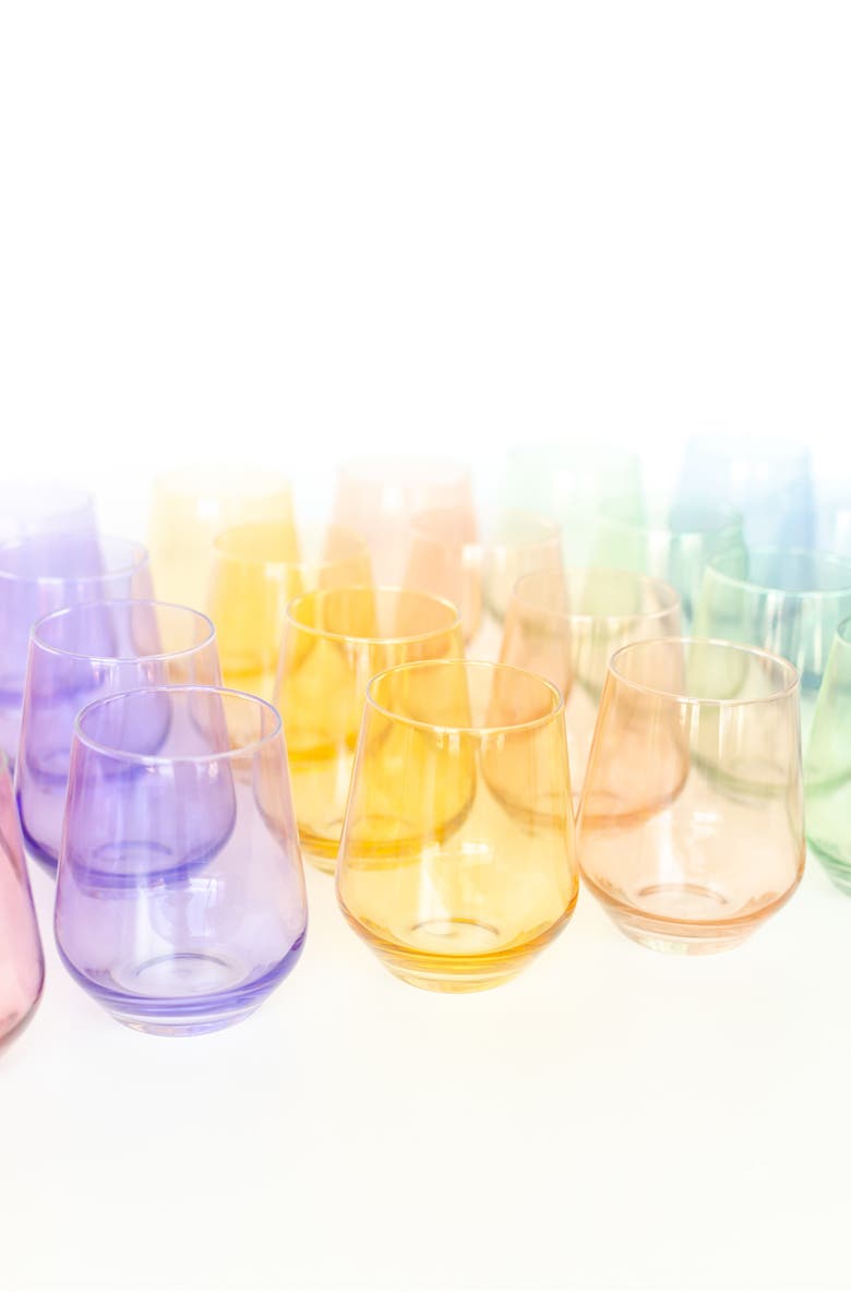 Estelle Colored Glass Set of 6 Stemless Wineglasses, Alternate, color, Lavender