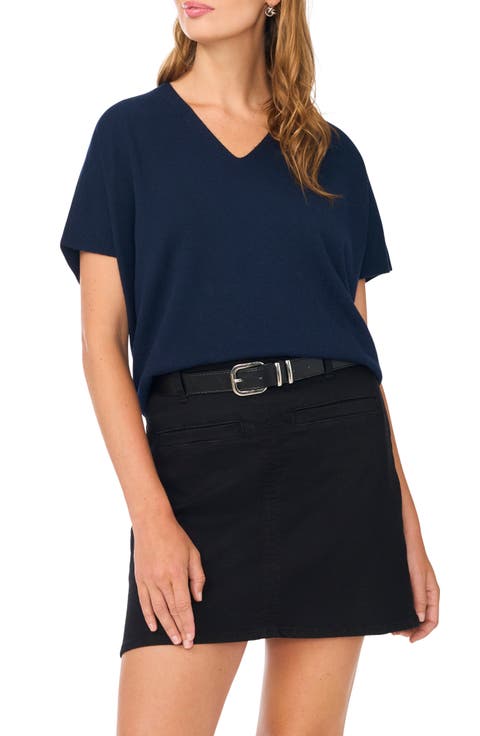 V-Neck Short Sleeve Boxy Sweater