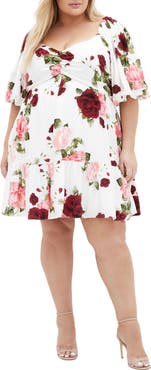City Chic Mindy Rose Print Minidress