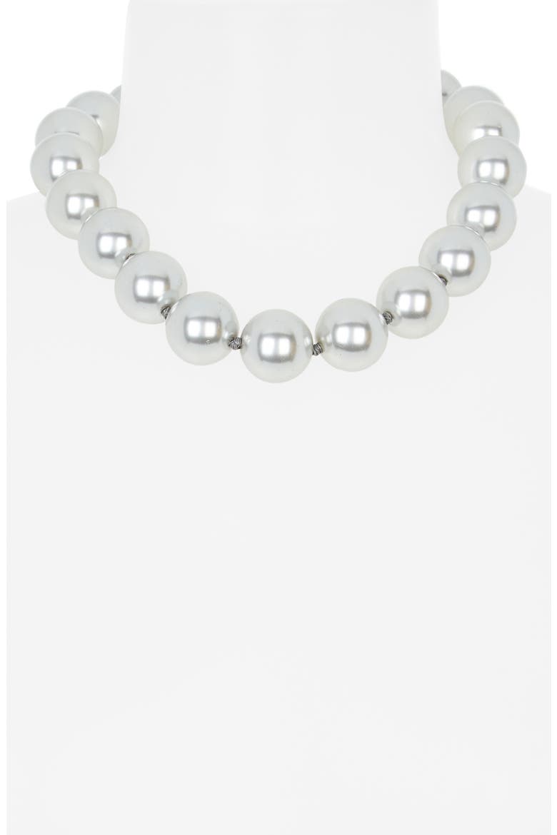 Faux Pearl Necklace, Alternate, color, LIGHT GRAY PEARL