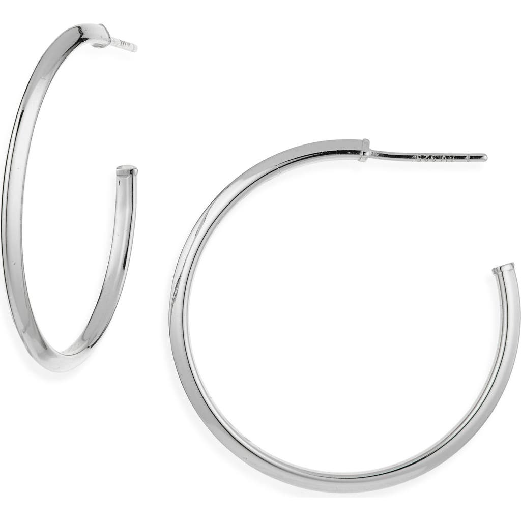 Argento Vivo Knife Edge Round Hoop Earrings In White