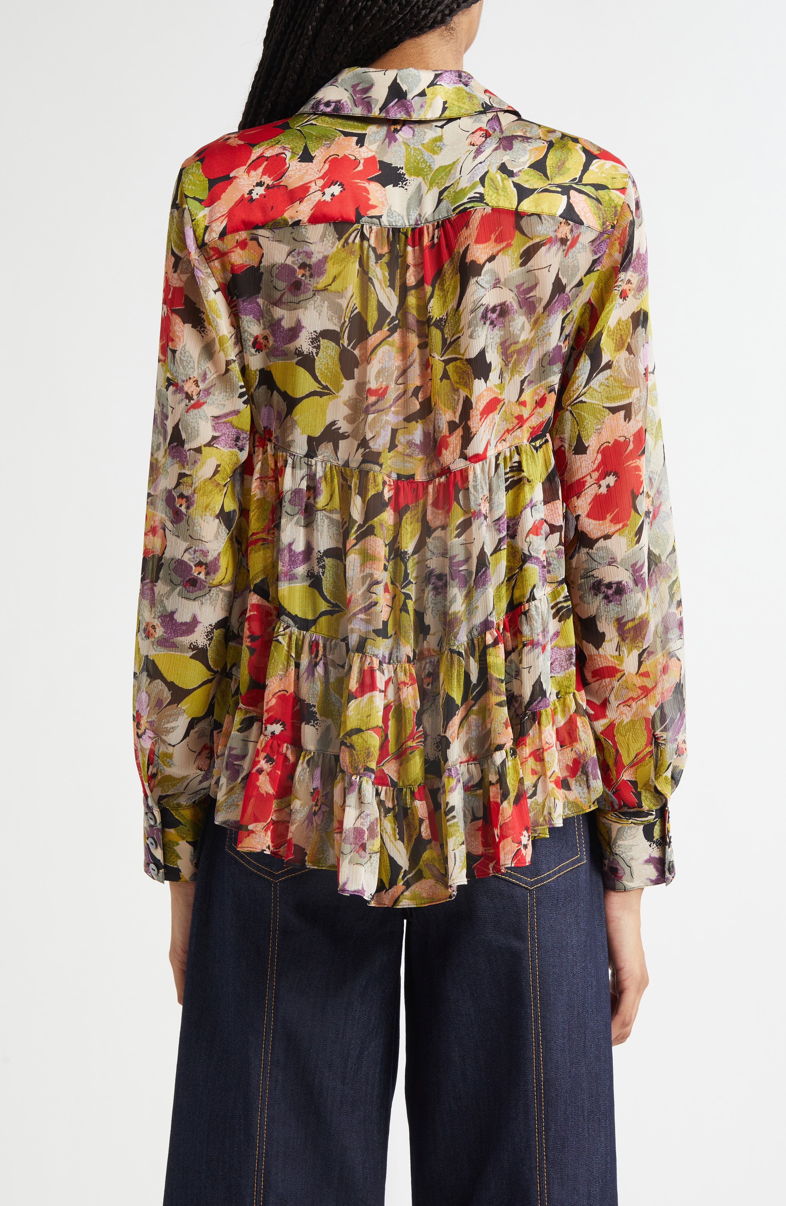 Canyon Bloom Print Tiered Ruffle Shirt - image 2