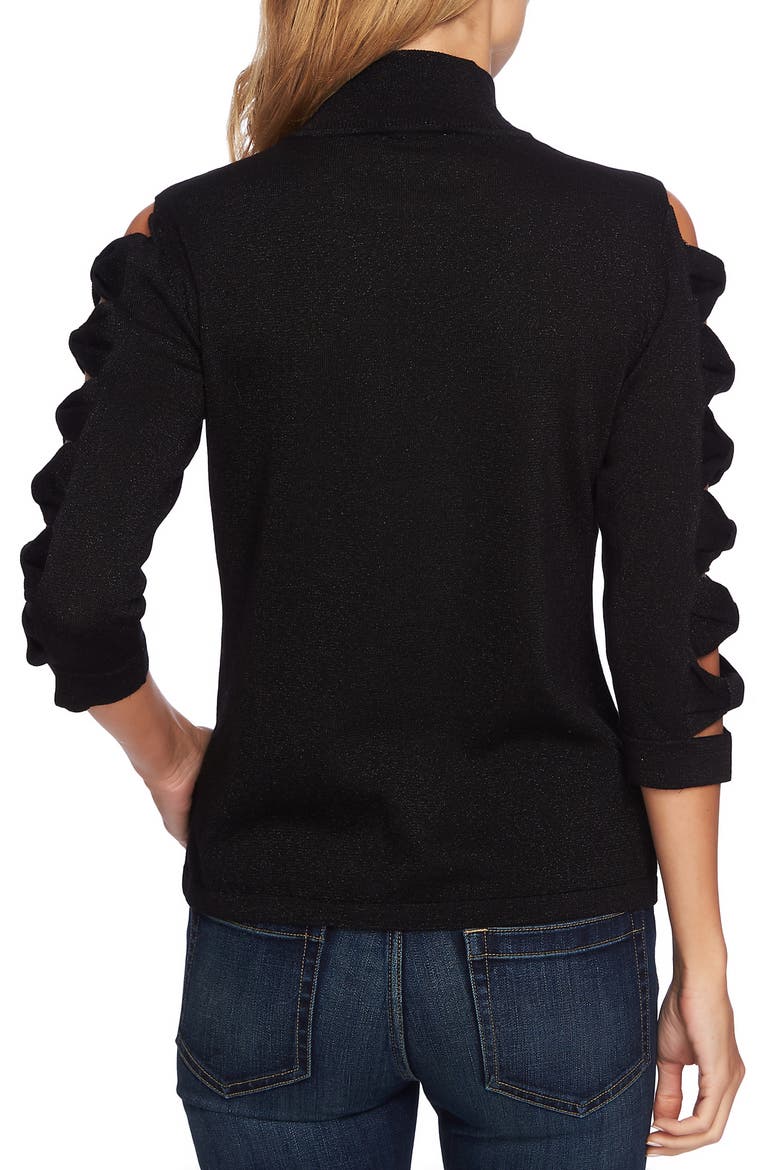 Bow Sleeve Turtleneck, Alternate, color, RICH BLACK