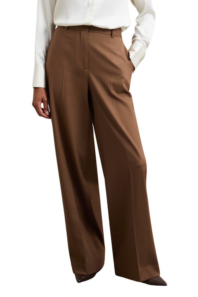 Solene Wool Blend Wide Leg Pants, Main, color, TAN