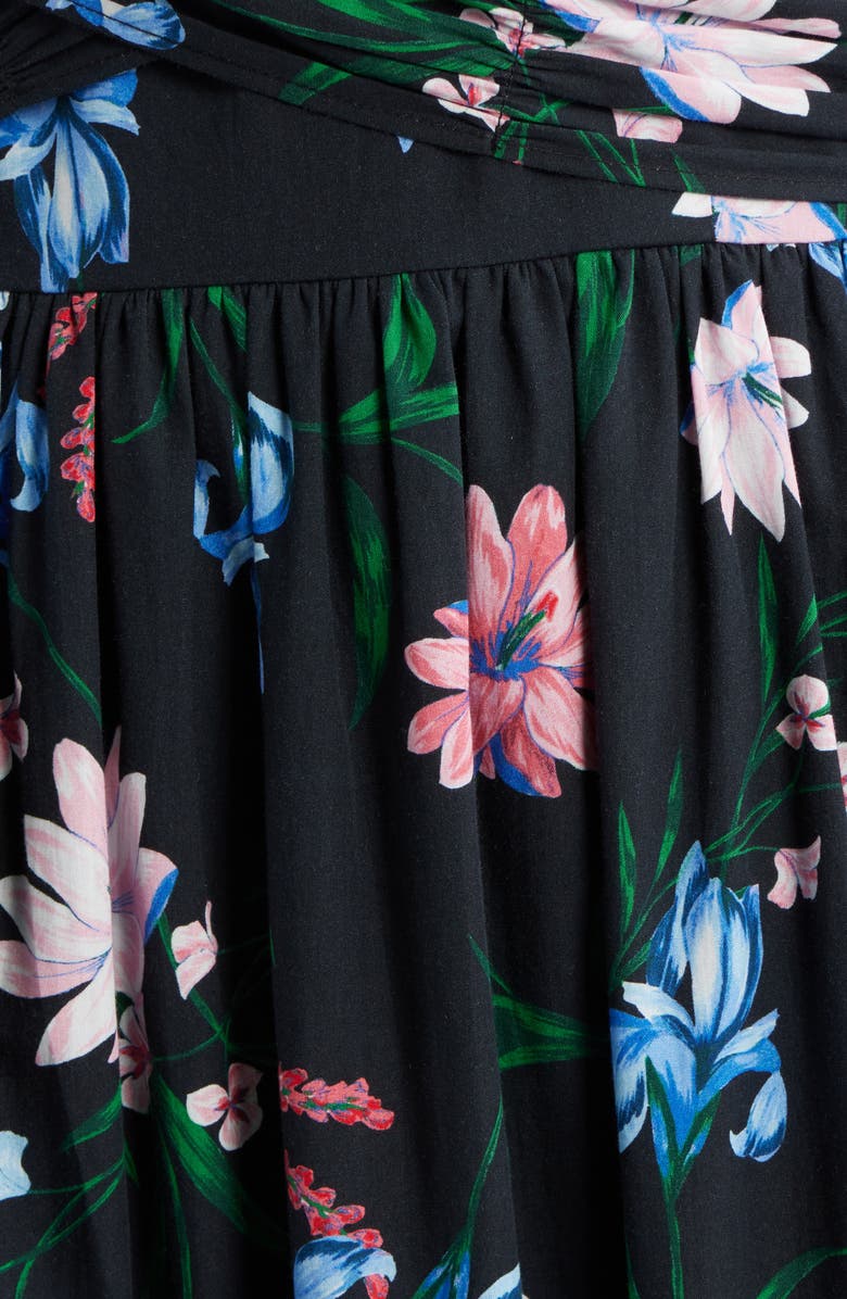 CeCe Floral Fit & Flare Midi Dress, Alternate, color, Rich Black