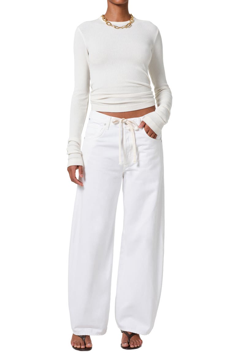 Brynn Drawstring High Waist Wide Leg Jeans, Alternate, color, TULIP (LT INDIGO)