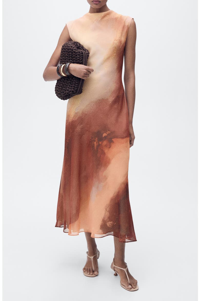 Gradient Pattern A-Line Dress, Main, color, PEACH