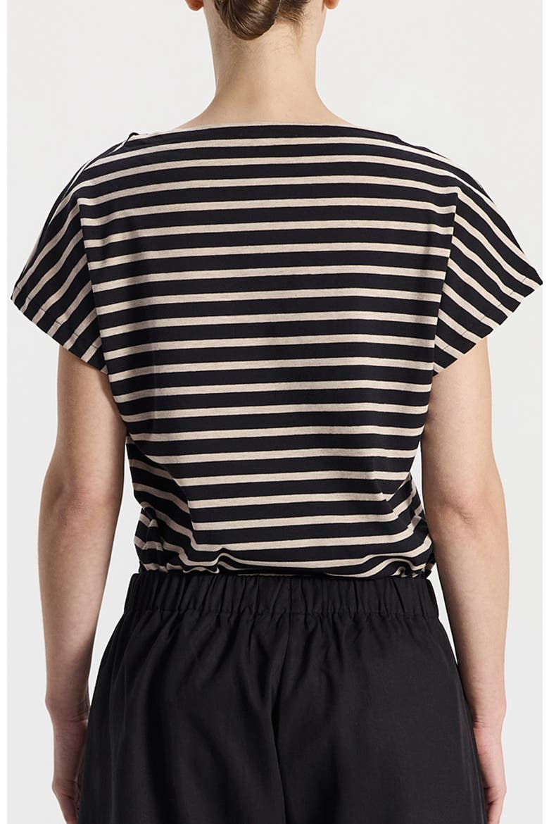 Hanit Striped Short-Sleeved Boat Neck Top, Alternate, color, Black-Cream Stripes
