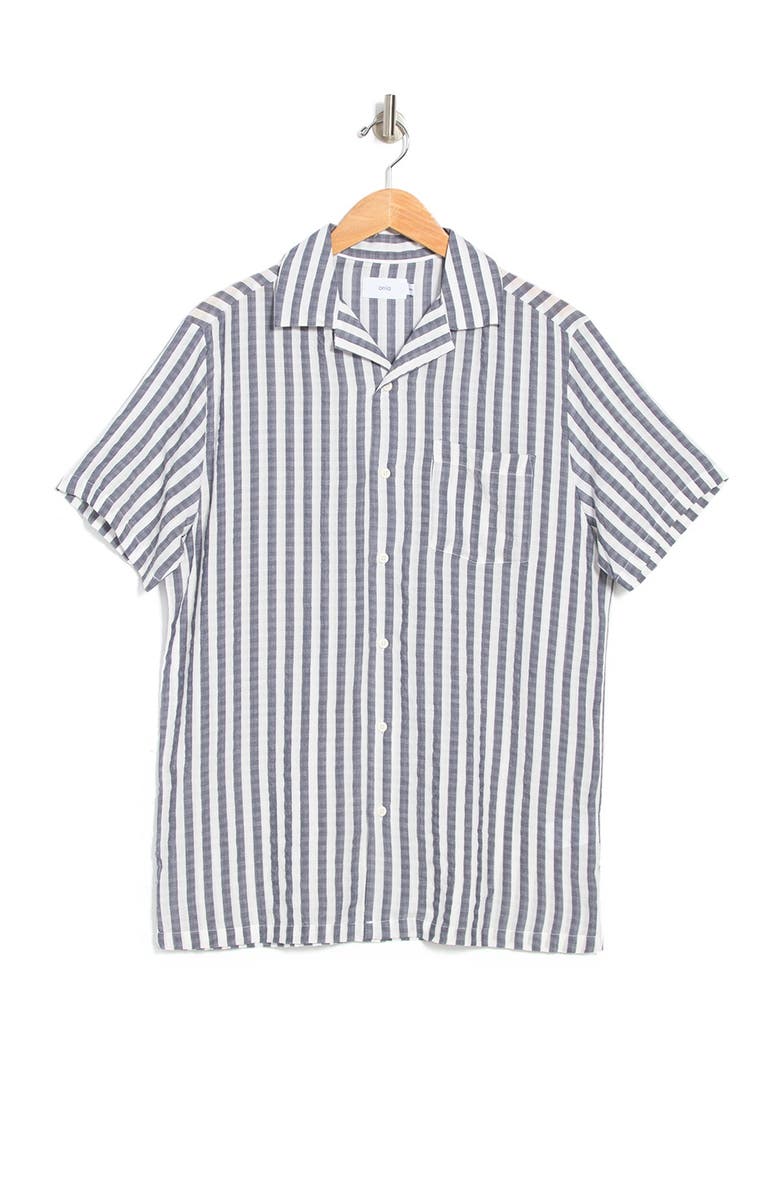 Onia Vacation Camp Collar Stripe Print Regular Fit Shirt, Alternate, color, 
