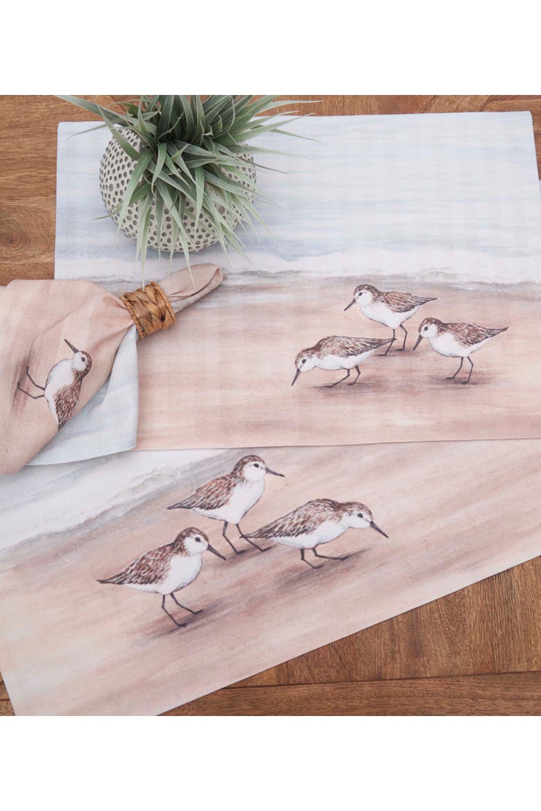 Sandpiper Coastal Shores Graphic Print Machine Washable Table Runner 14" x 72", Alternate, color, Brown