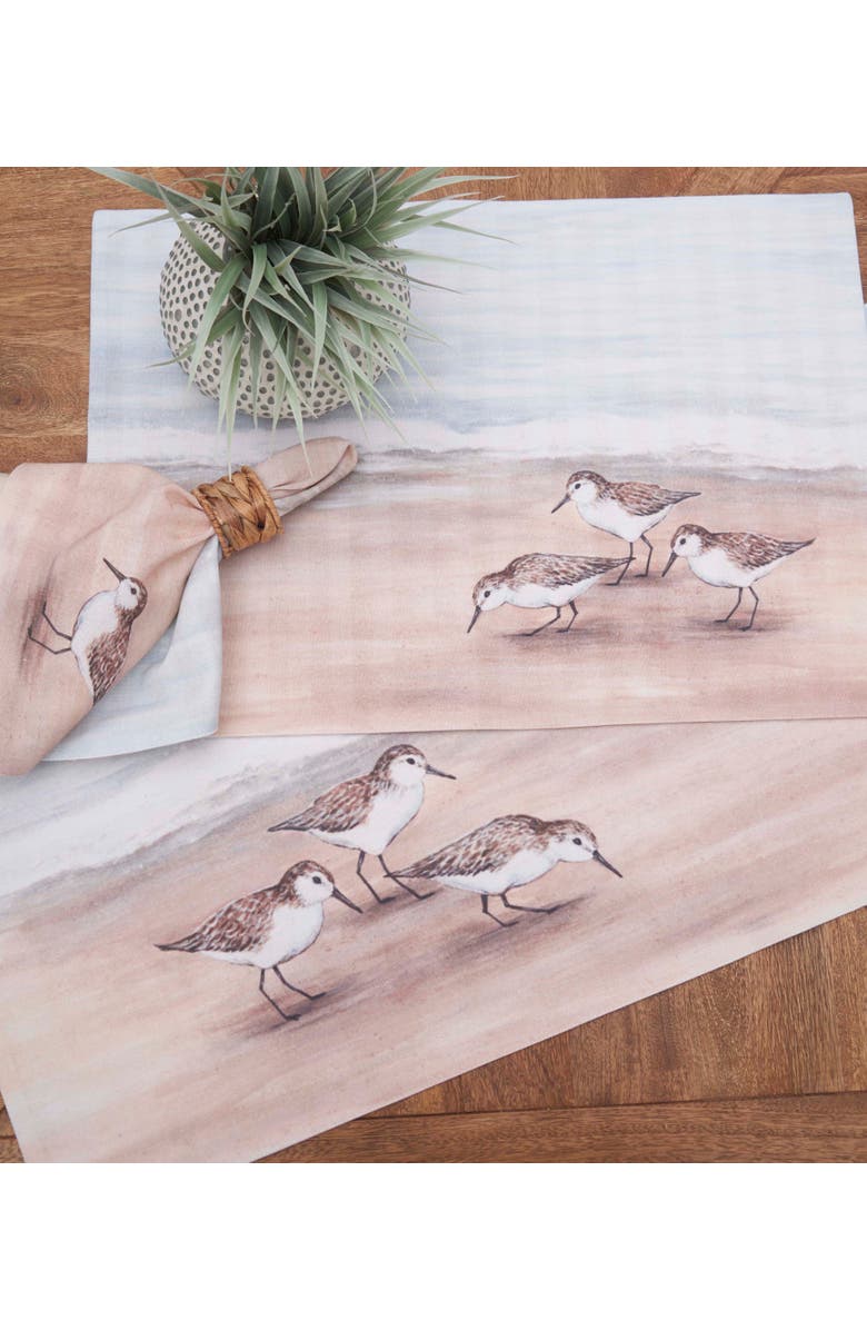 C&F Home Sandpiper Coastal Shores Graphic Print 100% Cotton Set of 6 Placemats 14" x 20", Alternate, color, Beige