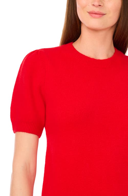 Cece Crewneck Short Sleeve Sweater In Red
