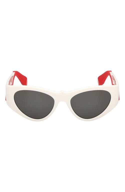 Christian Louboutin 54mm Loubishark Cat Eye Sunglasses in White/Smoke Grey  product