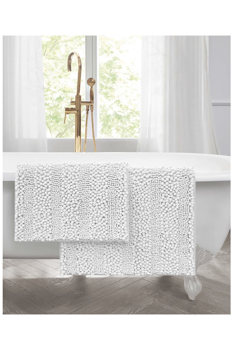 Chenille Set of 2 Bath Rugs, Alternate, color, WHITE