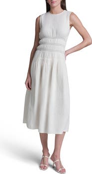 BCBG Cotton Double Gauze Midi Dress