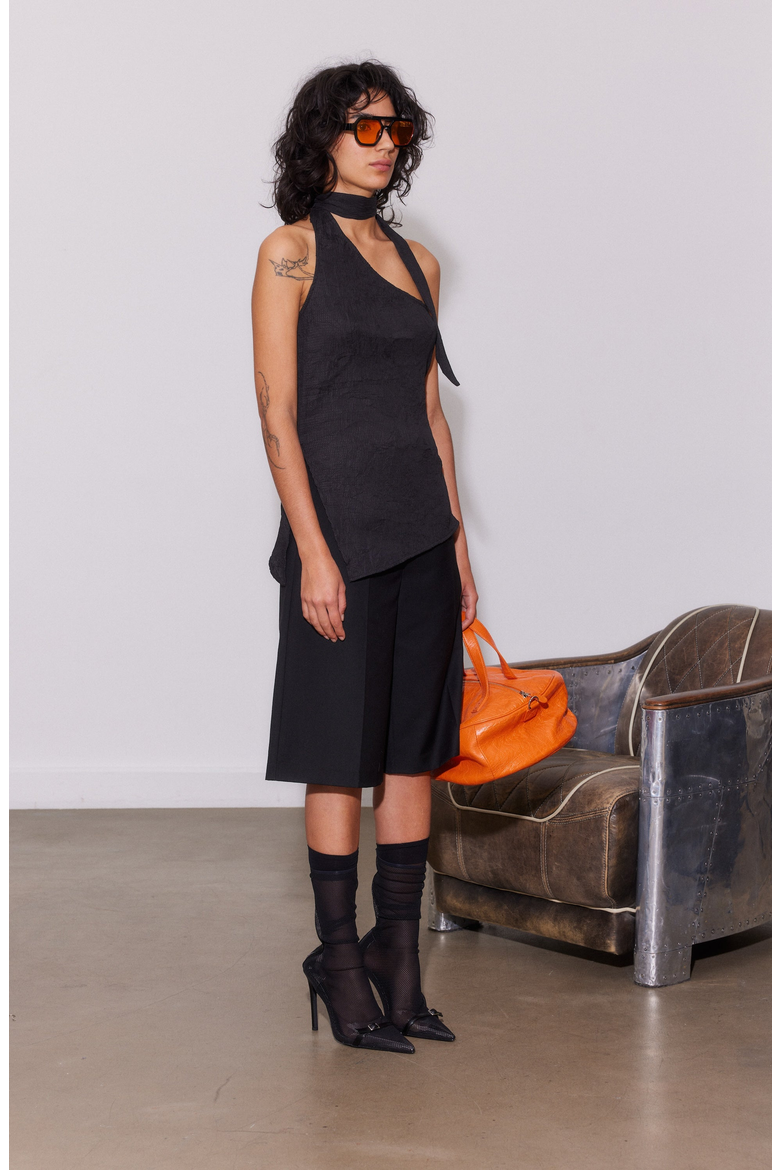 One-Shoulder Scarf Top, Alternate, color, Black