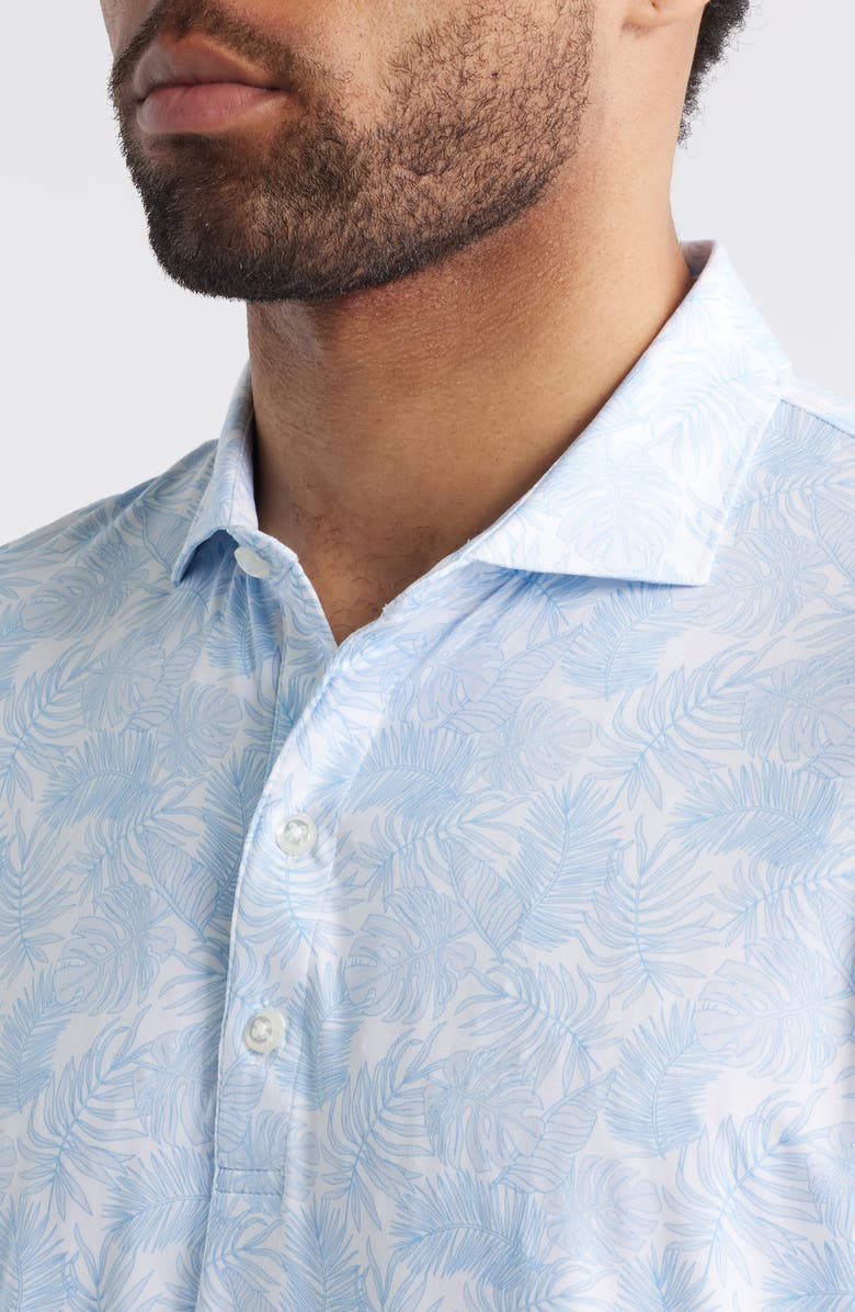 johnnie-O Mana Leaf Print Featherweight Performance Polo, Alternate, color, Kona
