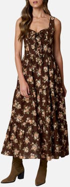 Blu Pepper Tie Front Floral Midi Dress