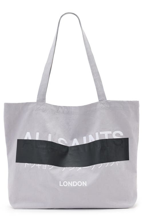 Shop Allsaints Redact Cotton Canvas Tote Bag In Machine Grey