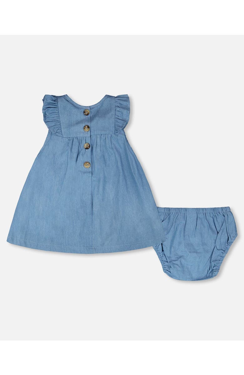 Deux par Deux Light Blue Chambray Dress and Bloomer Set, Alternate, color, Light Blue Denim