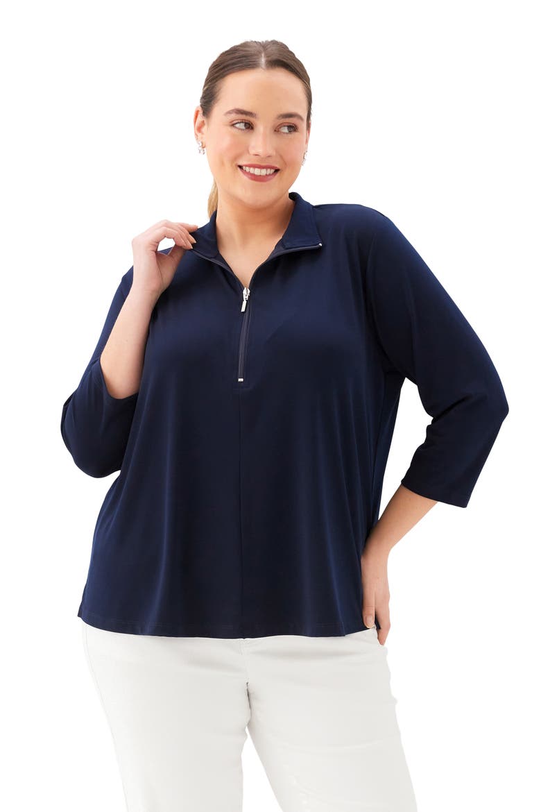 Half Zip Travel Jersey Top, Alternate, color, NAVY
