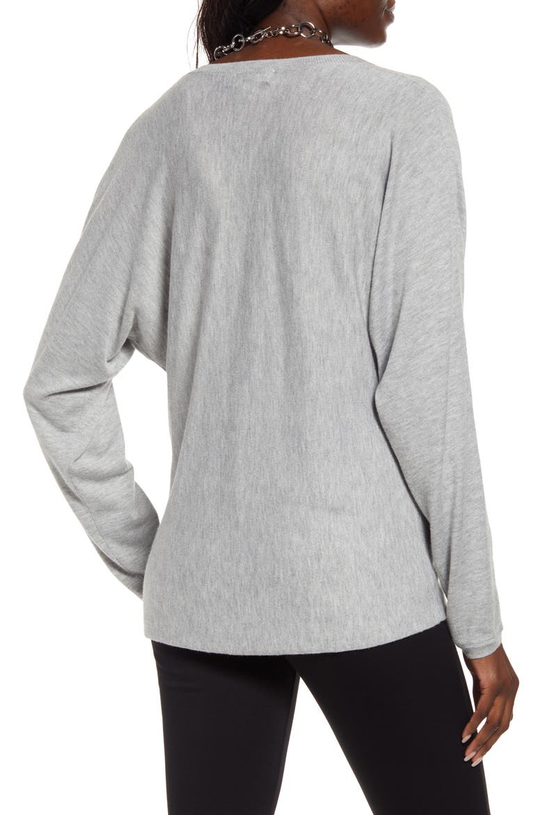 Semisheer V-Neck Dolman Sleeve Sweater, Alternate, color, GREY HEATHER