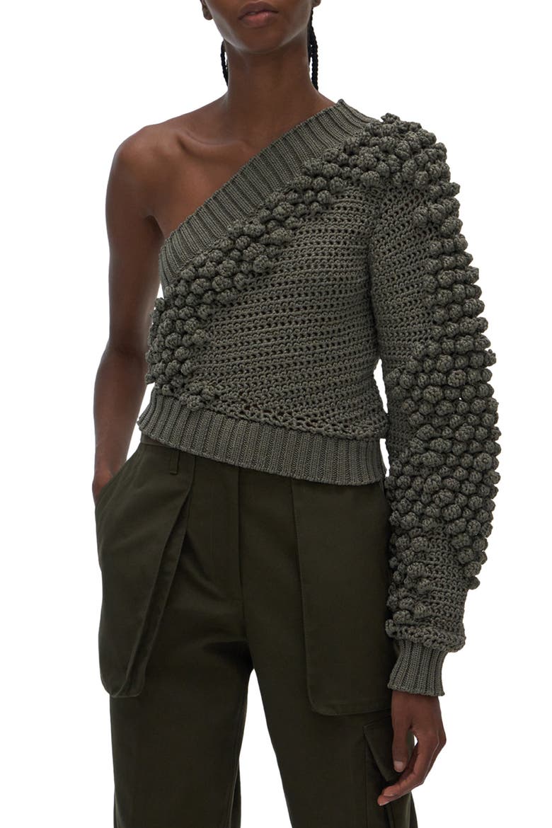 One-Shoulder Sweater, Main, color, HUNTER SAGE