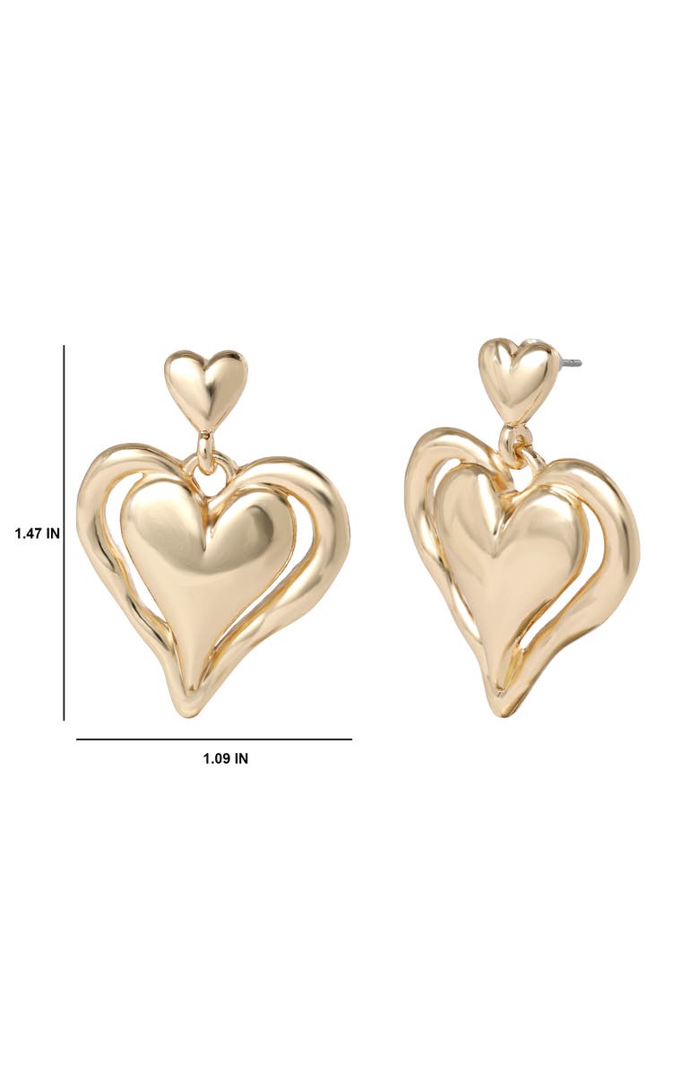 BCBG Generation BCBGeneration Double Heart Drop Earrings, Alternate, color, Gold