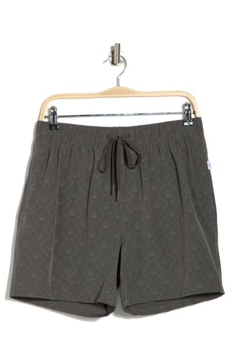 Embossed Print Stretch Volley Swim Shorts